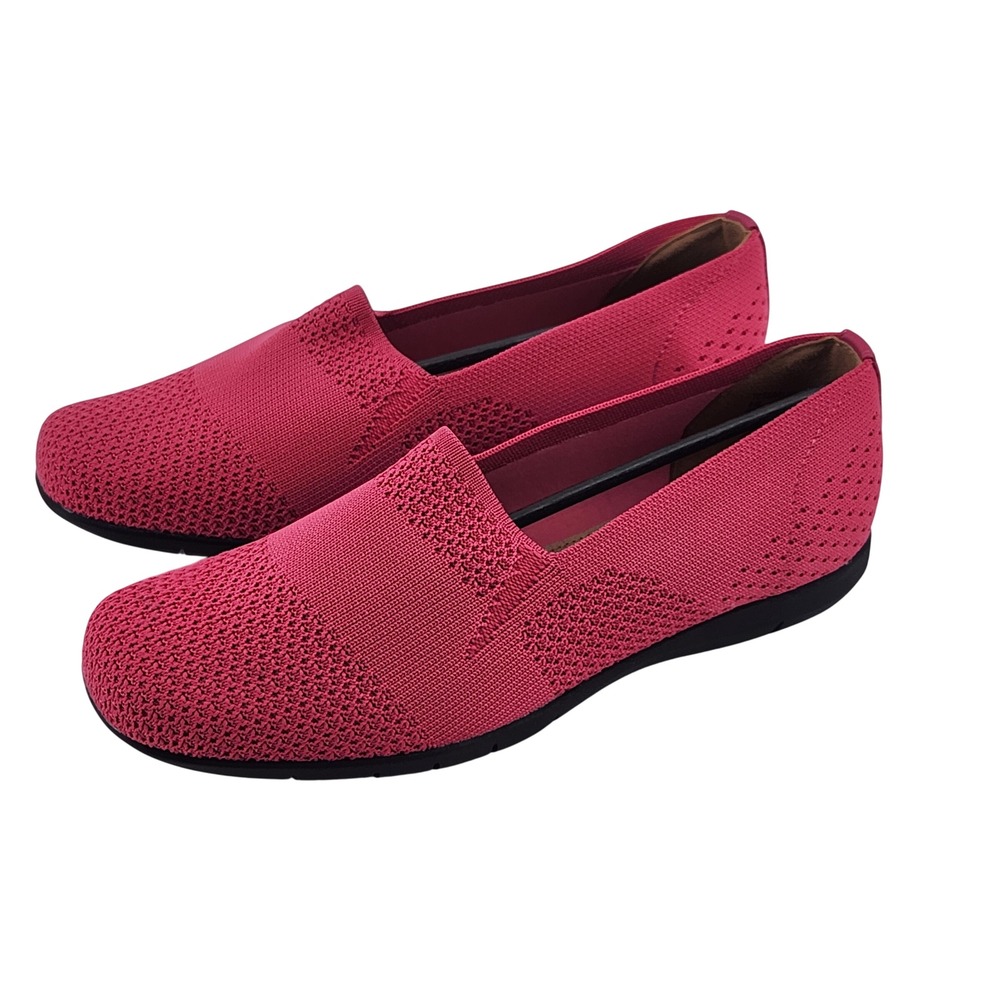 Comfortview Knit Slip On Flats Womens 8M Pink Stretch Comfort Casual Shoes NEW